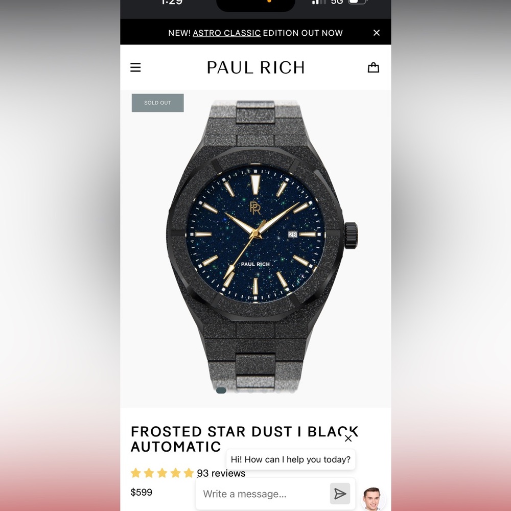 Paul Rich Frosted Star Dust Black Watch